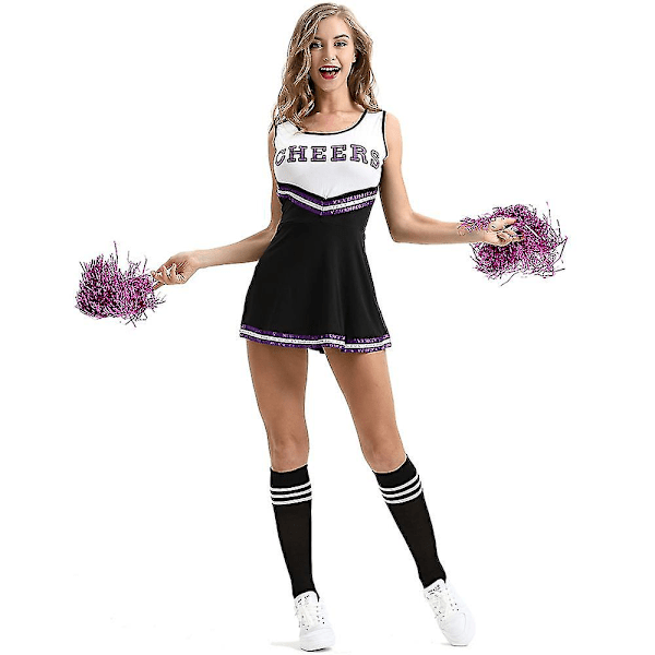 Kvinder Cosplay Musical Uniform Fancy Dress Kostume Komplet Outfit Cheerleading Uniformer Scene Kostumer Gaver Black L