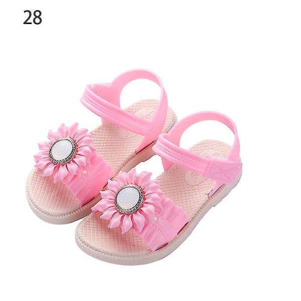 Pigesandaler med åben tå, margueritblomst, sommerstrandsko med PVC-sål, skridsikre Peach Red 28
