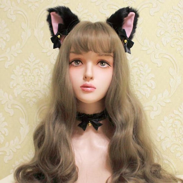 Lolita Ræveører Hårbøjle Cosplay Plys Ræveøre Dyretilbehør Med Klokker A