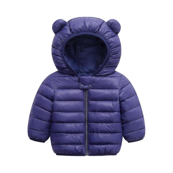 Barn Gutter Jenter Vinter Fuskepels Hette Parkas Kåpe Vattert Varm Dunjakke Yttertøy Mørkeblå DarkBlue 120cm