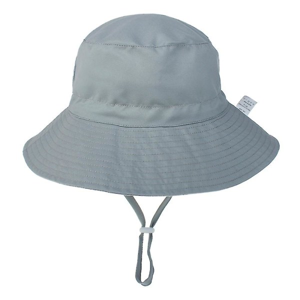 Sommer Solhatt for Babyer 0-8 År Jenter Gutter Utendørs UV-beskyttelse Strandhatt Badehatter Bredbremmet Bøttehatt for Barn Gray Large