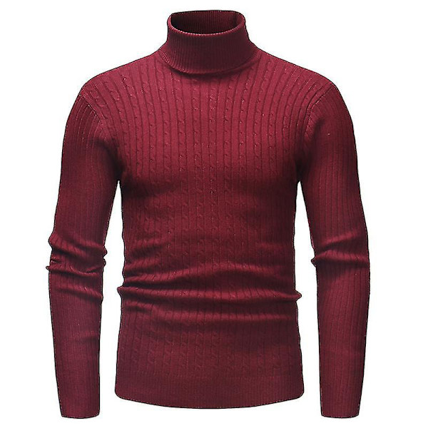 Hög rullande polotröja i stickat för män Red XL