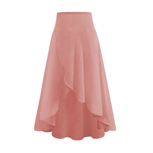 Kvinnors hög midja lång kjol elegant drapering kjol finns i plusstorlek för kvinnor casual kjol Pink S