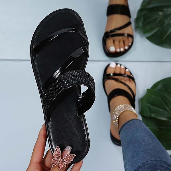 Moteriktige Rhinestone Slippers for Kvinner Lett Pustende Strand Sandaler Glod 41