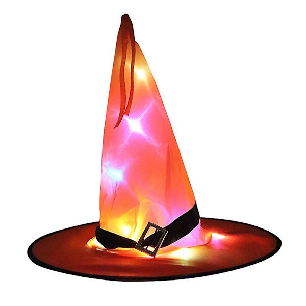 Troldmandshat Halloween Voksen Børn Fest Performance Rekvisitter Led Lysende Heks Dekoration Ornamenter Orange
