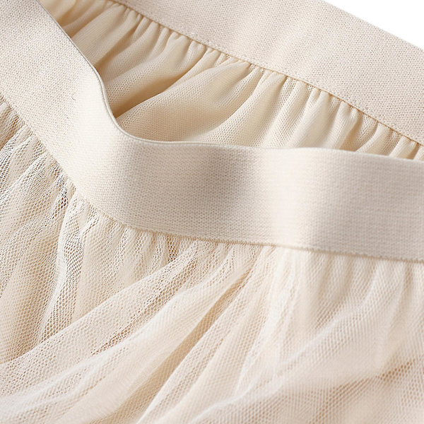 Oregelbundna Långa Tyllkjolar för Kvinnor Elastisk Hög Midja Mesh Tyll Tutu Maxikjol Beige M