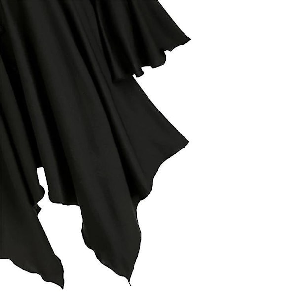 Gotisk Hætte Cape Frakke til Kvinder, Uregelmæssig Langærmet Jakke Black 2XL