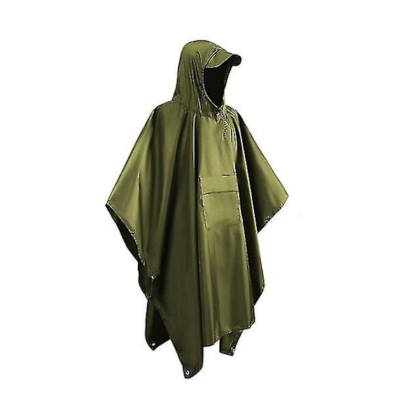 Sadetakki Pitkä Hätähuppu Hengittävä Kevyt Retkeily Sadeviitta Taskulla Ulkoiluun Leirintään Army green