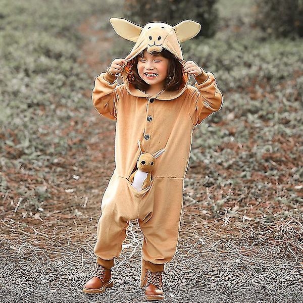 Halloween Lasten Juhla Vanhempi-lapsi Esiintymisasu Poika ja Tyttö Sama Söpö Kenguru Eläin Onesie 100cm