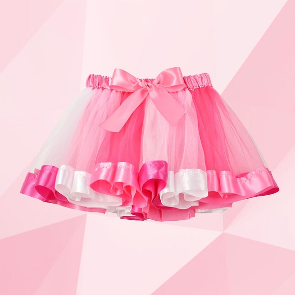 Små flickor Tutu-kjol Regnbåge Layered Tutu-kjolar Band Elastisk danskjol för flickor 0 till 8 år gamla Rose Pink S