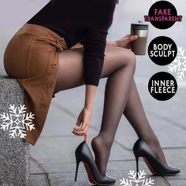 Hudfärgad genomskinlig varm strumpbyxa med hög midja 1 del leggings för kvinnor Gray Skin 85g