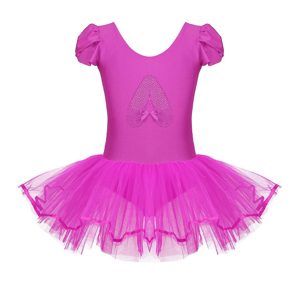 2-10 År Piger Ballet Kjole Gymnastikdragt Ballerina Sko Print Mesh Tutu Danseklasse Sceneoptræden Kostume Dansebeklædning Ivory XXL