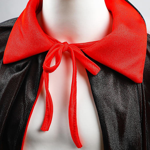Halloween Vampyrkappe - Lang Halloween Vampyrkappe Vendbar Sort Og Rød Kappe Med Hætte Fancy Dress Kostume Til Halloween 140cm