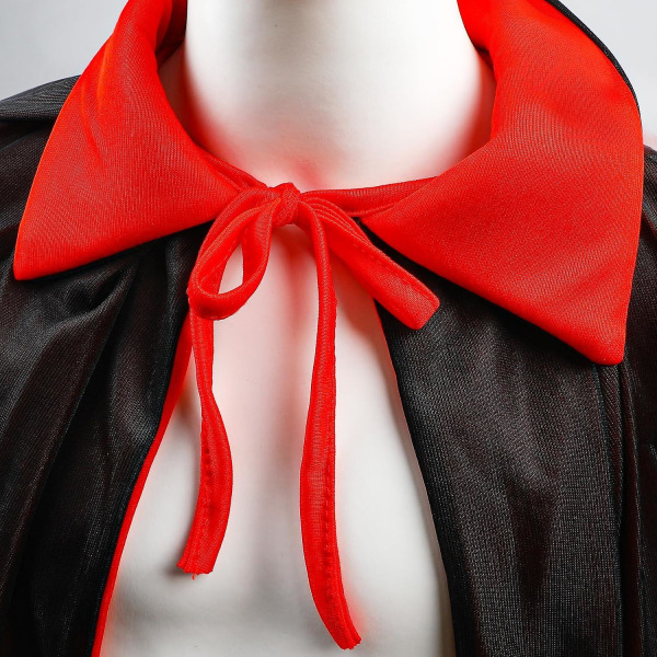 Halloween Vampyrkappe - Lang Halloween Vampyrkappe Vendbar Sort Og Rød Kappe Med Hætte Fancy Dress Kostume Til Halloween 90cm