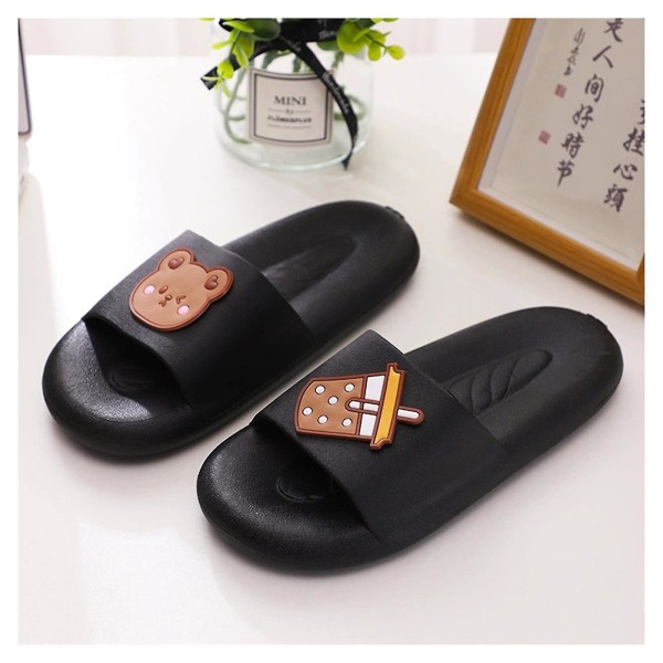 Strandsandaler Halkfria Duschtofflor Mjuka Sommarsandaler A Black 42-43
