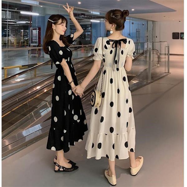 Ny Sommer Underbelly Slim Mellem længde Polka Dot Kjole black M