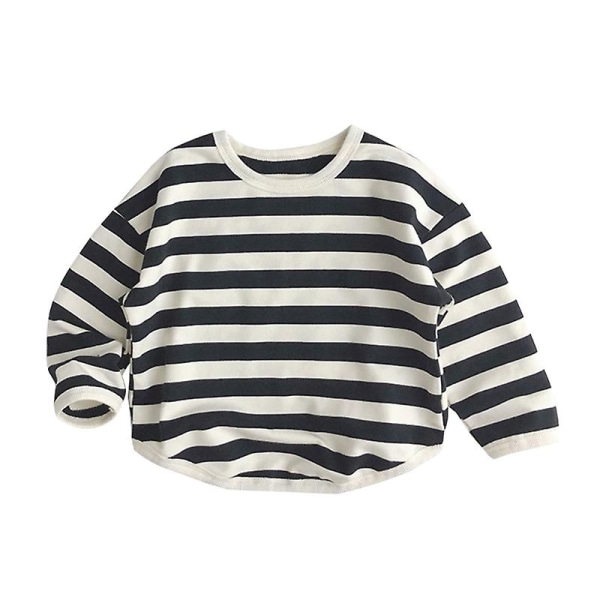 Ny vår Höst Barn Randig tröja Casual Lös Retro Pojkar Flickor Stickad Långärmad T-shirt Sweatshirts Baby tag size 130 Black