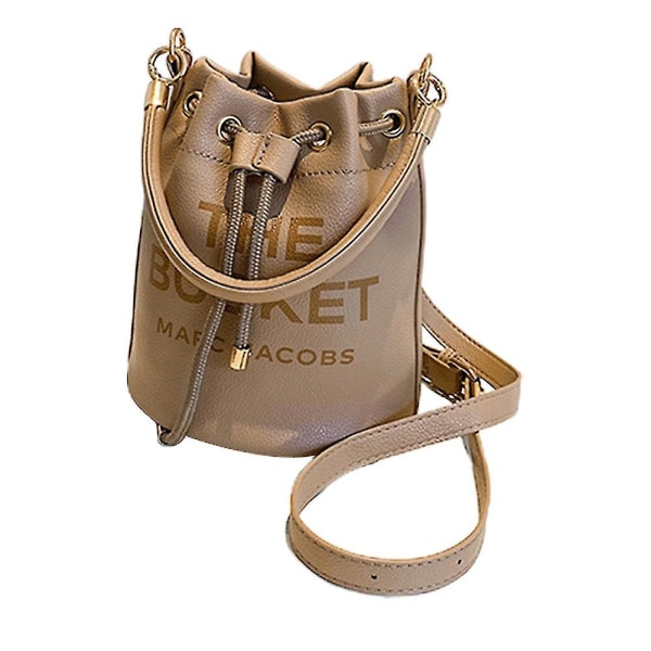 Dame Bucket Taske Pu Læder Justerbar Snøre Håndtaske Tote Crossbody Skuldertaske Khaki