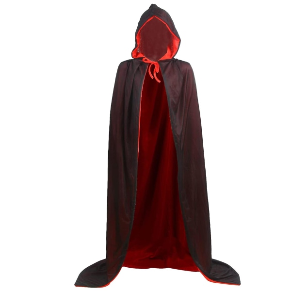 Halloween Vampyrkappa Svart Och Röd Vändbar Halloweenkappa Cosplay Festkappa Dracula Kostym För Vuxna Black And Red 140cm