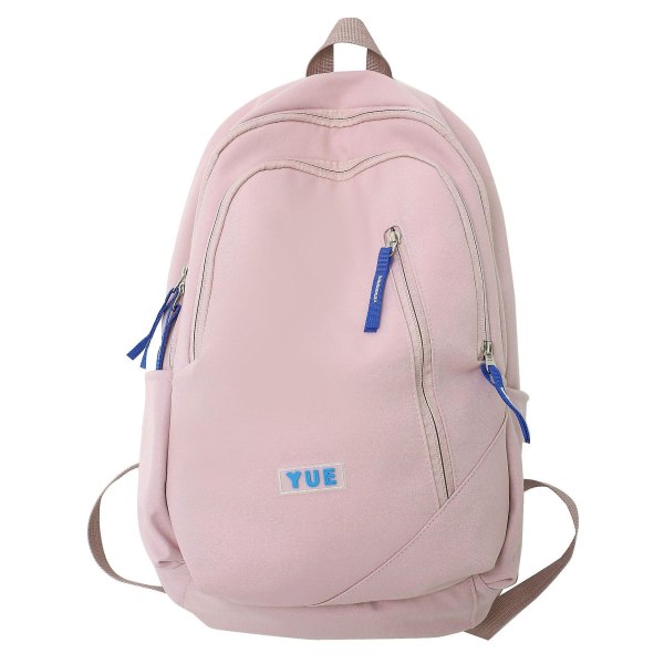Ryggsäck med stor kapacitet, kvinnlig nylon , gymnasieelev, skolväska, rese-dator, ryggsäck, college-stil pink