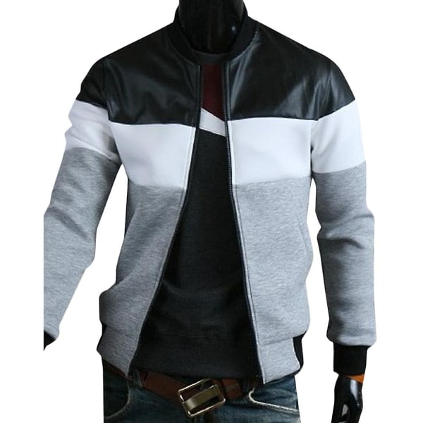 Miesten bomber-takki, biker-vetoketjutakki, tilkkutakki, päällystakit Light Grey 3XL