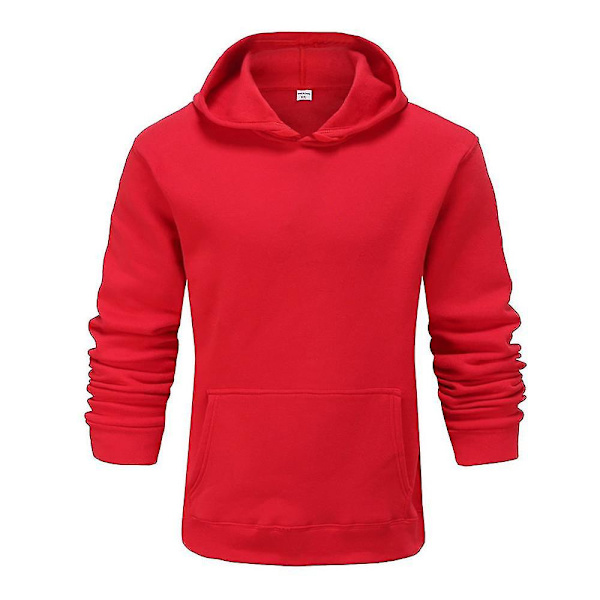Miesten Naisten Pitkähihainen Hupullinen Paita Urheilu Pusero Topit Red 3XL