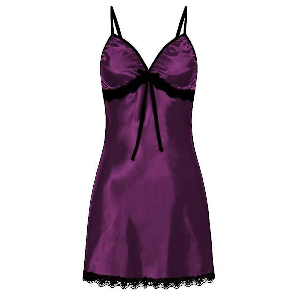 Dame V-hals Blonde Undertøy Mini Slip Kjole Nattøy Babydoll Nattkjole Chemiser Silkeaktig Nattøy Nattkjole _au Purple S
