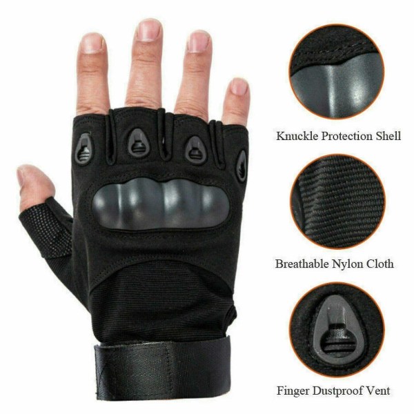 Motorcykelhandsker Sport Halv Finger Vandring Jagt Black XL