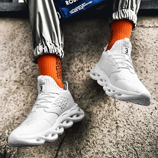 Nya Trend Herr Sneakers Löparskor Tennisskor Lätta Ventilerande Sport Atletiska 3c553 White 41