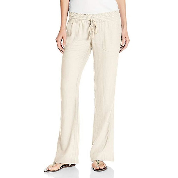 Dambyxor i bomullslinne, strandbyxor Apricot XS