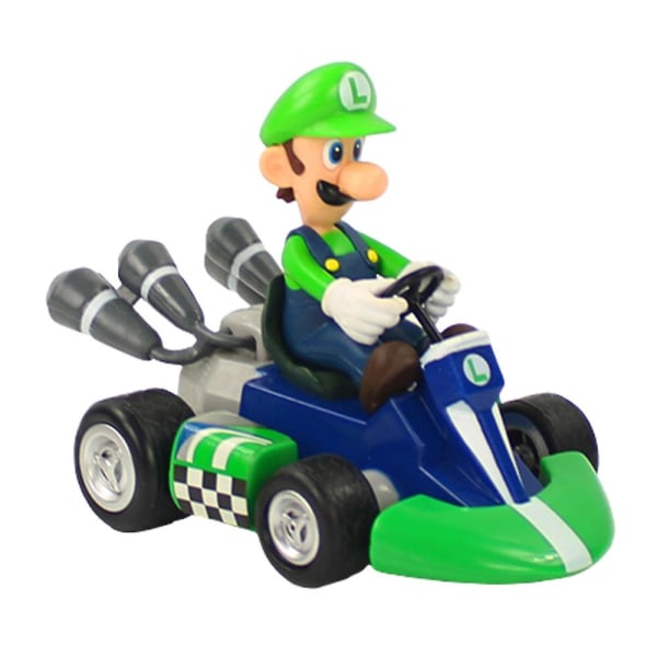 Super Mario Kart Pull Back Toy Car Racer Figurer Leksaker Desktop Ornament Barn Födelsedagspresent För Fans Barn C