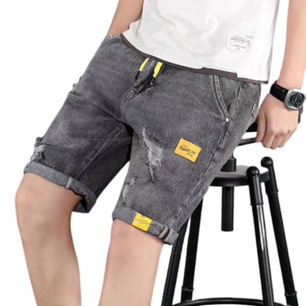 Miesten monipuoliset shortsit leveällä lahkeella, joustavat farkkushortsit rentoon shoppailuun ja matkustamiseen Gray 308 Cropped Pants 4XL