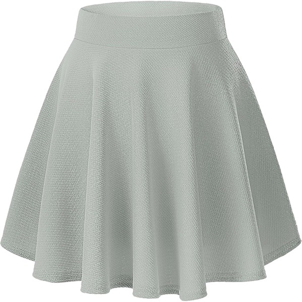 Dam Basic Mångsidig Stretchig Utsvängd Casual Mini Skaterkjol Grey M