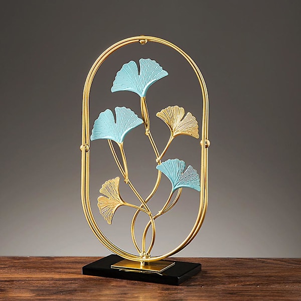 Gyllene Ginkgoblad Skrivbordsdekoration Kreativ Heminredning Järnhantverk Dekoration För Sovrum Sängbord Ginkgo Biloba Black Lamp Base