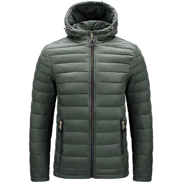 Miesten tikkitakki, pakattava tikkitakki, vettähylkivä hupullinen eristetty kevyt ulkoilutakki Army green 2XL