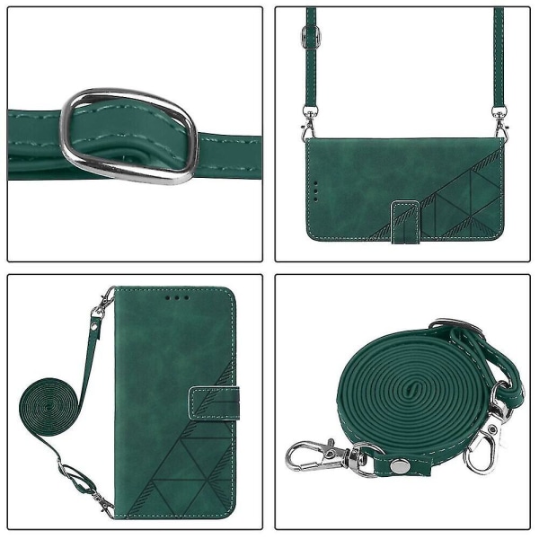Kotelo iPhone SE 2020/ 8/ 7 -puhelimelle, crossbody-lompakkokotelo, säädettävä irrotettava kaulanauha ja jalusta, nahkainen korttipidike, suojakuori green