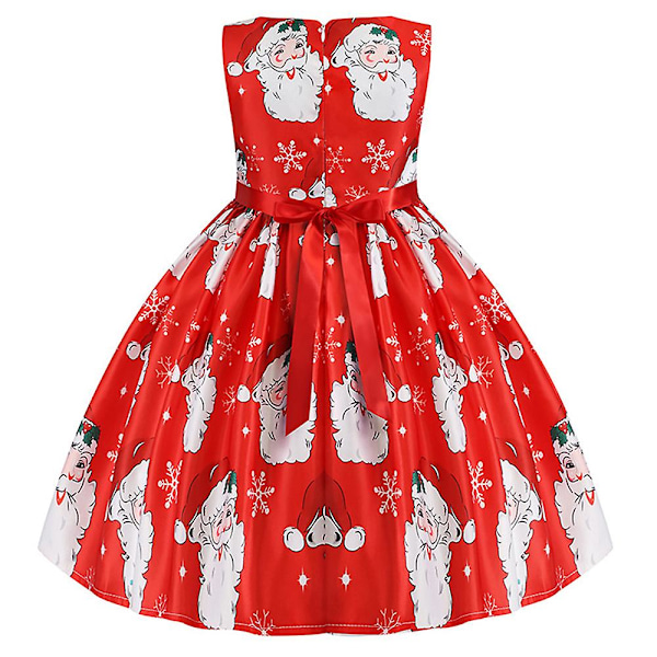 Børn Piger Juleprint Ærmeløs Prinsesse Gallakjole Prom Kjole Julefest Swing Kjole Red 3-4 Years
