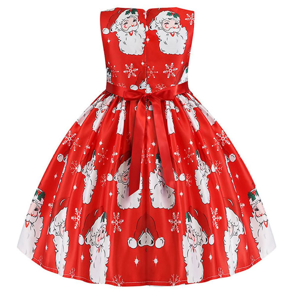 Flickor Julmönstrad Ärmlös Prinsessbalklänning Festklänning Julparty Swing Klänning Red 4-5 Years
