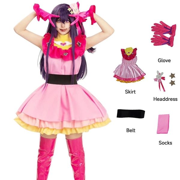 Oshi No Ko-ai Hoshino Cosplay Kostym Klänning Outfit Set Dam Fancy Dress Up Karneval Party XL
