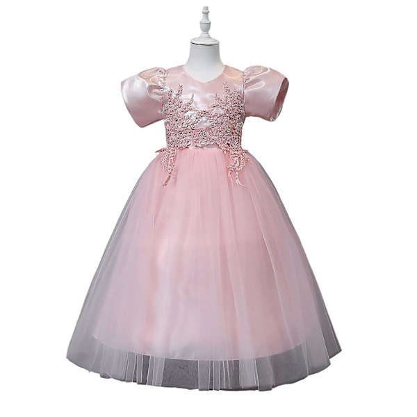 Stilrena Enfärgade Flickklänningar Mångsidiga Bekväma Kläder för Resor/Vardag/Hemma Pink 140cm