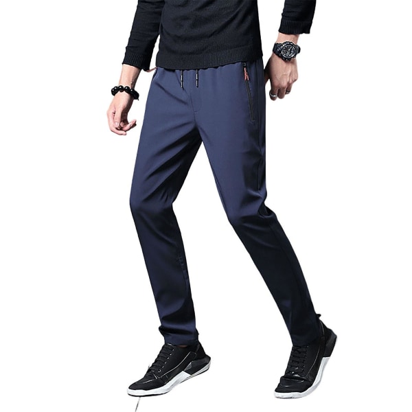 Herr Casual Outdoors Sweatpants Enfärgade Sport Joggerbyxor Lämpliga För Att Gå Och Handla Blue M