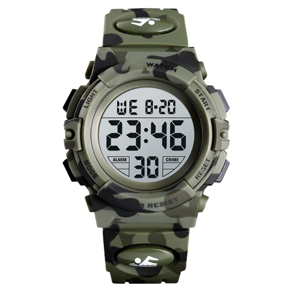 Muodikkaat LED-digitaalikellot tytöille, valaiseva vedenpitävä urheilukello Army Green Camouflage