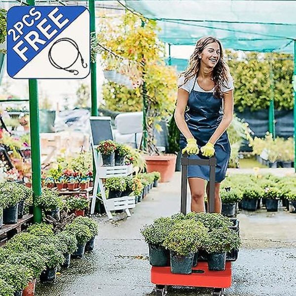 Sammenklappelig vogn, 500 Lb kraftig bagagevogn, multifunktionel platformsvogn med 6 hjul, bagagevogn, rejser, mobil, shopping, kontorbrug red