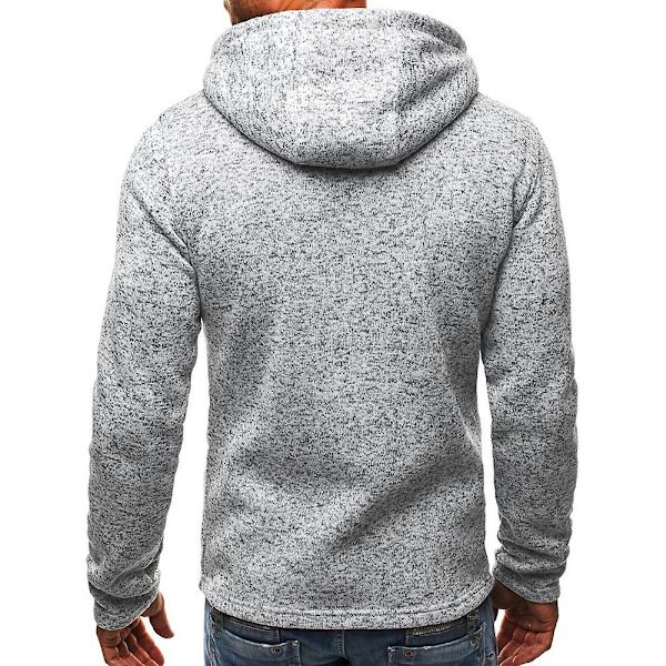 Herre Zip Up Langermet Hettejakke Sport Fritid Hettegensere Sweatshirt Topper Light Grey 3XL
