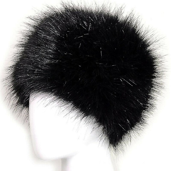 Dame Fluffy Faux Fur Russisk Hatt Dame Tykke Fluffy Skiluer Vinter Varme Hatter Black