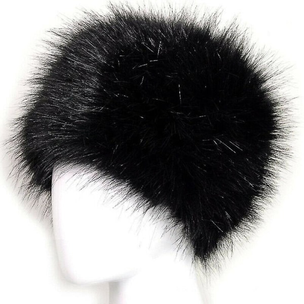 Kvinder Fluffy Faux Fur Russisk Hue Dame Tyk Fluffy Ski Huer Vinter Varme Huer Black