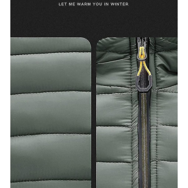 Herr Pufferjacka Packable Pufferjacka Vattenavvisande Huva Isolerad Lätt Utomhus Dunjacka Army green M