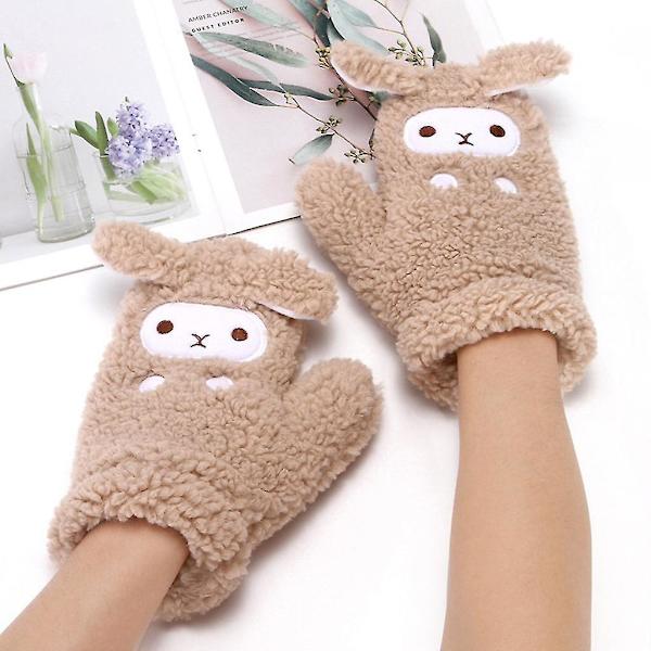 Fancy Rabbit Barnevotter 23cm Lengde Søt Kanin Vinter Varme Hel Finger Hansker Khaki