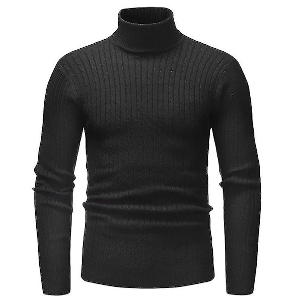 Hög rullande polotröja i stickat för män Black L