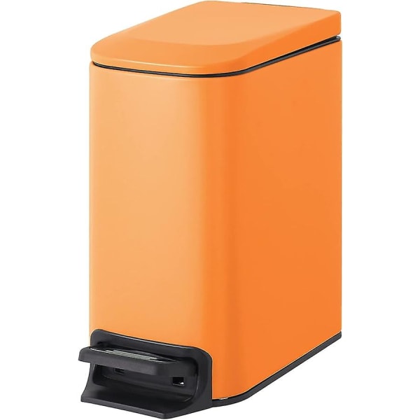Liten soptunna i badrummet med lock Soft Close, stegpedal, 6 liter / 1,6 gallon soptunna i rostfritt stål med avtagbar innerhink, anti-fingerpri orange
